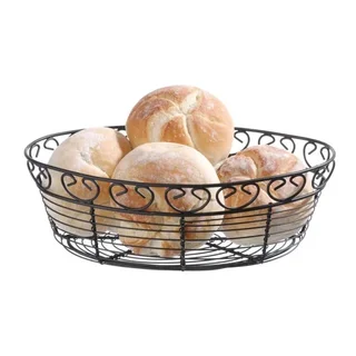 Cesta decorativa oval em arame metálico - 25,5 x 16 cm