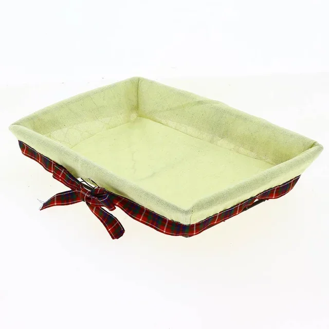 Corbeille Métallique Tissu Écossais Rectangulaire - 280 x 200 mm