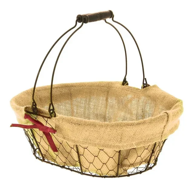 Corbeille Ovale en Métal et Textile Brun 360 x 260 mm