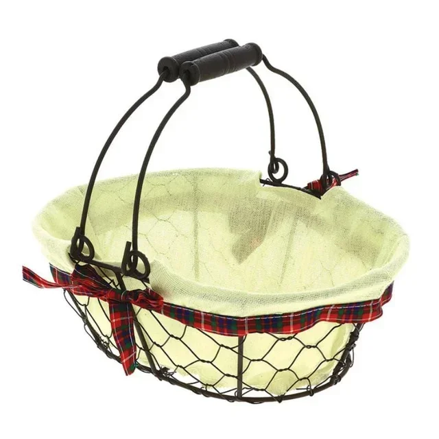 Corbeille Ovale en Métal et Tissu 28 x 20 cm