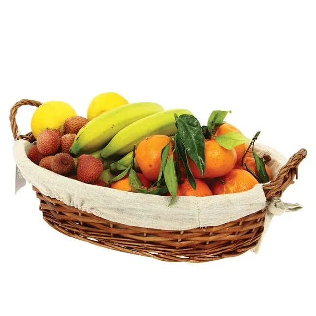 Cestino Ovale in Vimini Marrone Foderato in Juta 370 x 270 mm