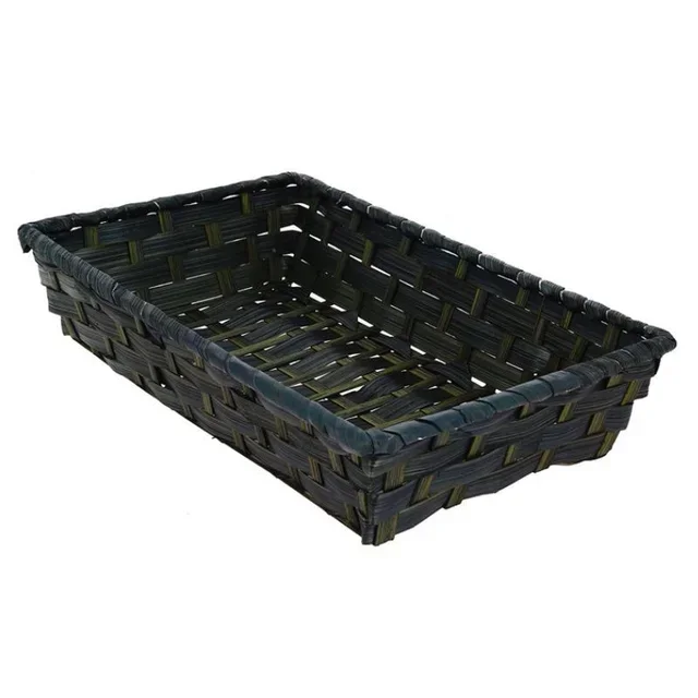 Dark Grey Bamboo Rectangular Storage Basket - 33 x 20 cm
