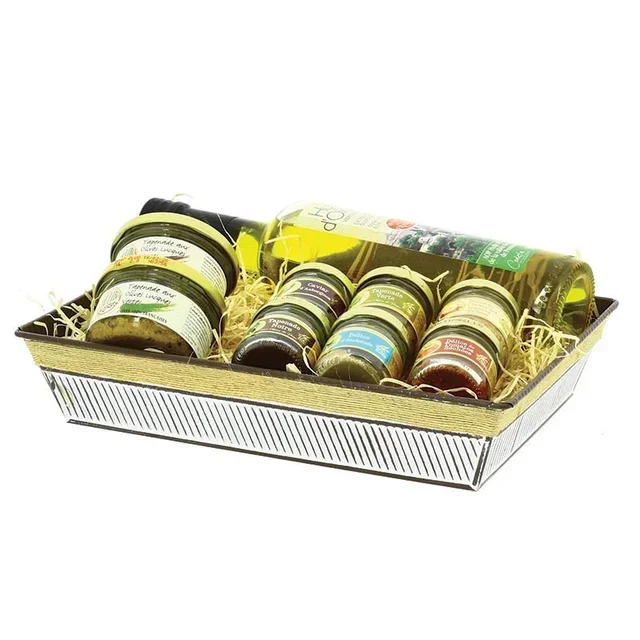 Corbeille de rangement rectangulaire en zinc et sisal - Format moyen 330 x 230 mm