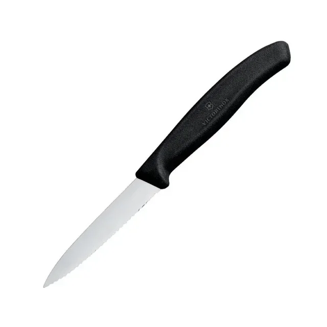 Serrated Kitchen Knife Black 8 cm Sharp Blade
