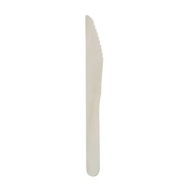 Disposable Birch Wood Knife - 16 cm - Pack of 100 Units