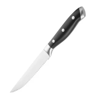 Steakmesser 6-teilig Set - Gezackte Klinge Edelstahl mit schwarzen ABS-Nietgriffen