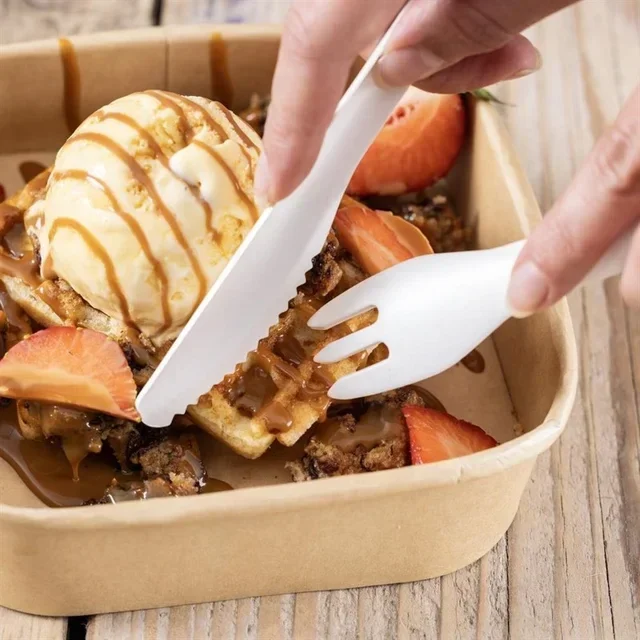 Einweg-Papiermesser Kraft 16,5 cm - Packung mit 100 umweltfreundlichen Stücken