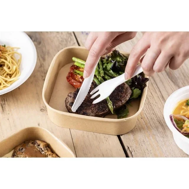 Einweg-Papiermesser Kraft 16,5 cm - Packung mit 100 umweltfreundlichen Stücken