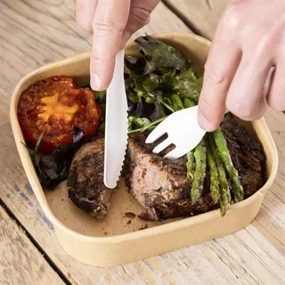 Einweg-Papiermesser Kraft 16,5 cm - Packung mit 100 umweltfreundlichen Stücken