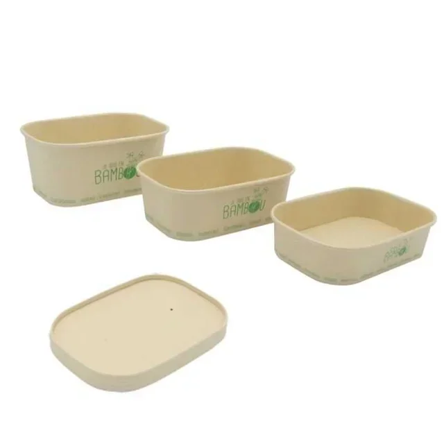 Biodegradable Lid for Bamboo Container - Compatible with Pack of 50 - Eco-Friendly Plant Fiber