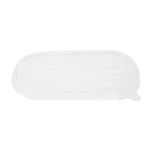 Couvercle Transparent PET pour Barquette Ovale en Bagasse - Lot de 100 unités