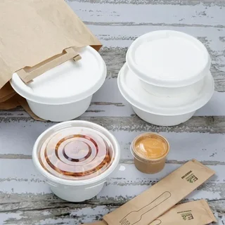 Tapas Bagasse Biodegradables Cuencos 400ml 500ml x50