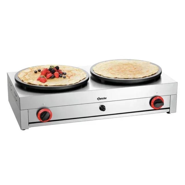 Gas Crepe Maker Double 40 cm - 2 Professional Cooking Plates