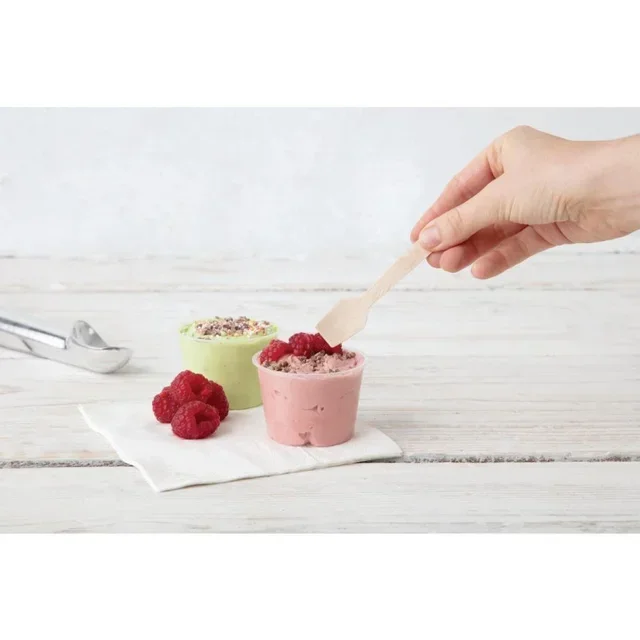 Colher de Madeira para Sorvete e Sobremesa 9,6 cm - Conjunto de 100 Peças
