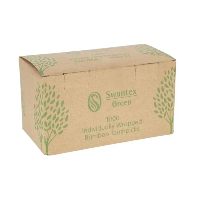 Swantex Eco-Friendly Bamboo Toothpicks - Pack of 1000 Individually Wrapped Units