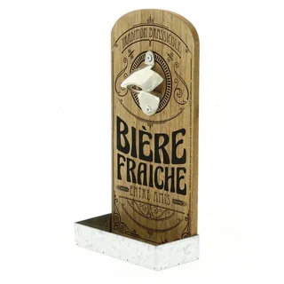 Wall-Mounted Wooden Bottle Opener for Beer - 155 x 70 mm