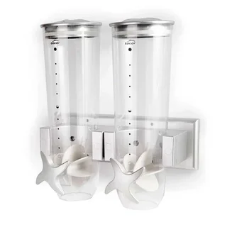 Dispensador de Cereais Duplo de Parede - 2 Compartimentos de 1,5 L Cada