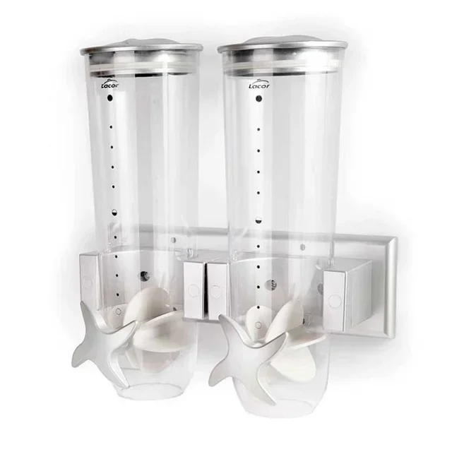 Wall-Mounted Double Cereal Dispenser - 2 Compartments of 1.5 L Each
