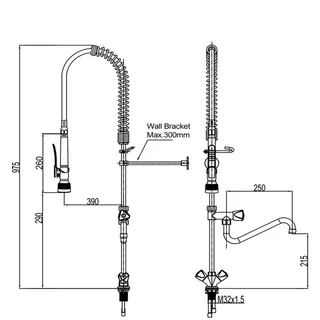 Doccetta da Cucina Monoforo 390x975 mm per Lavello