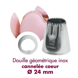 Douille Pâtissière Cannelée Cœur Inoxydable - Diamètre 24 mm