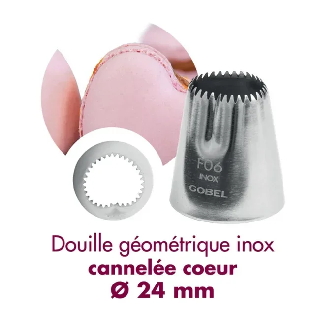 Douille Pâtissière Cannelée Cœur Inoxydable - Diamètre 24 mm