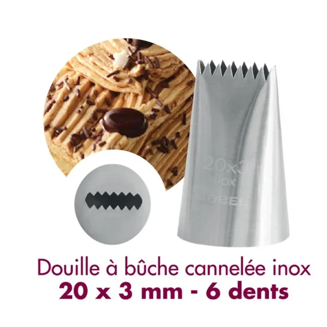 Geriffelte Edelstahl-Spritztülle 6 Zähne - 20mm x 3mm für Baumstamm-Dekoration