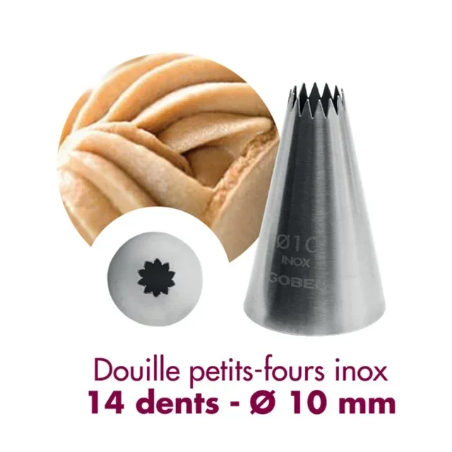 Douille Pâtissière Inox 14 Dents - Diamètre 10 mm pour Petits Fours