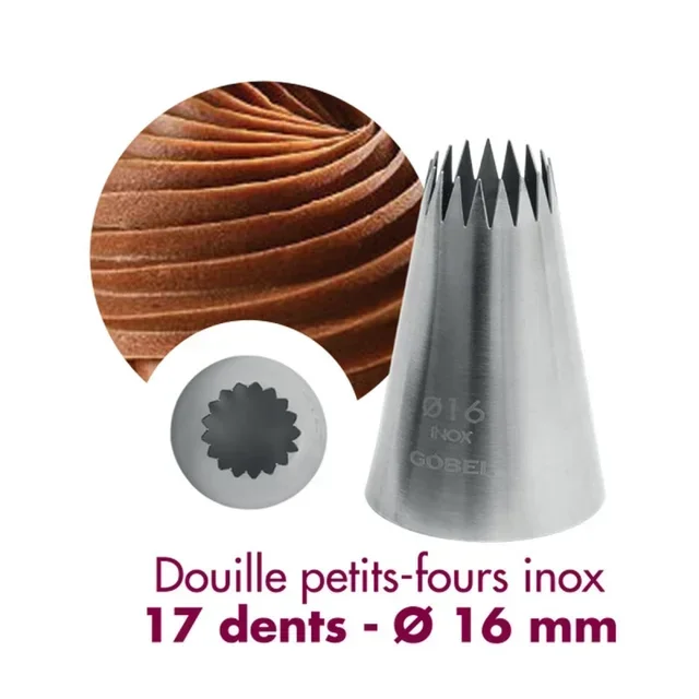 Bocchettone per Petits Fours in Acciaio Inox 17 Denti - Diametro 16 mm