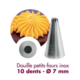 Boquilla Pastelería Acero Inoxidable 10 Dientes - Diámetro 7 mm para Petits Fours