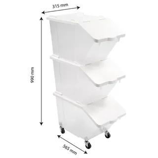 Ensemble 3 Bacs Alimentaires 30 Litres avec Couvercles et Roulettes