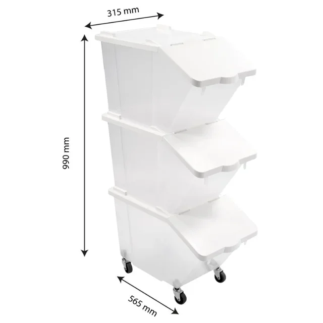 Ensemble 3 Bacs Alimentaires 30 Litres avec Couvercles et Roulettes