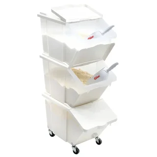 Ensemble 3 Bacs Alimentaires 30 Litres avec Couvercles et Roulettes