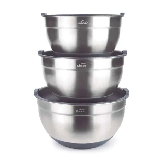 Ensemble de 3 Bols Mélangeurs Inox - 3 à 4,8 L