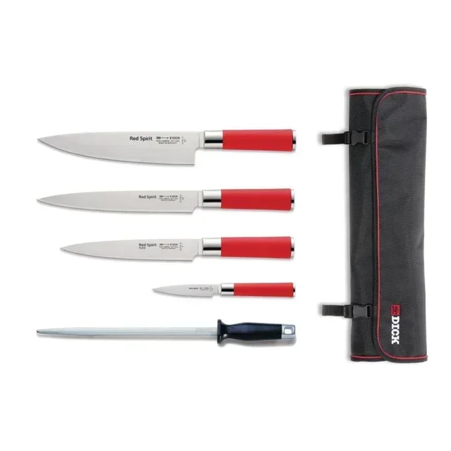 5 Coltelli da Cucina Red Spirit con Custodie Protettive