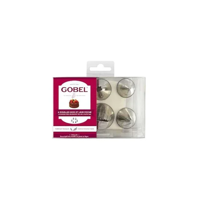 Kit pasticceria 6 beccucci in acciaio inox con sac à poche riutilizzabile