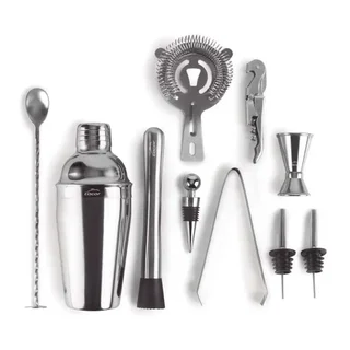 Set Completo di Accessori per Cocktail con Espositore in Acciaio Inox