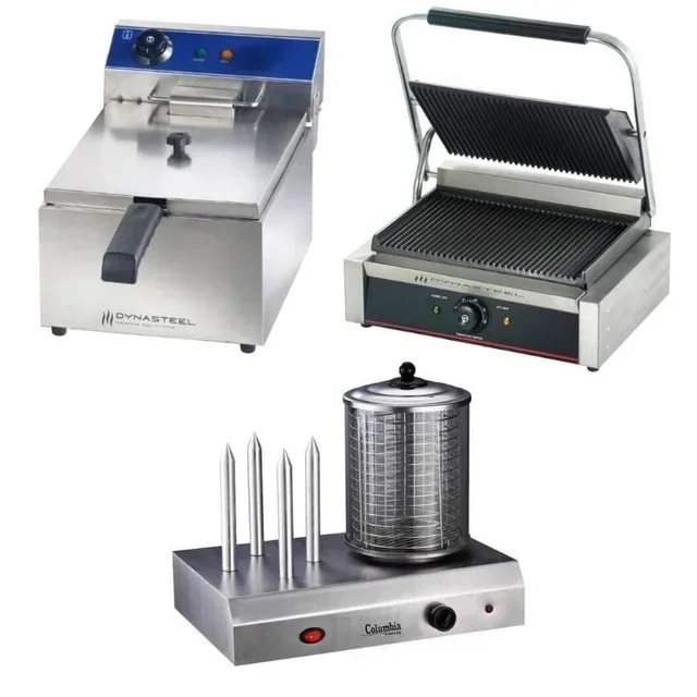 Professional Snack Pack: Hot Dog Machine, Panini Grill and Electric Deep Fryer