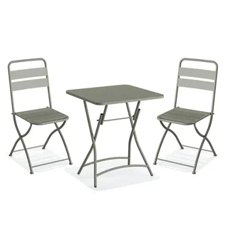 Conjunto Mesa y Sillas Plegables de Bistro Metálico - Color Verde