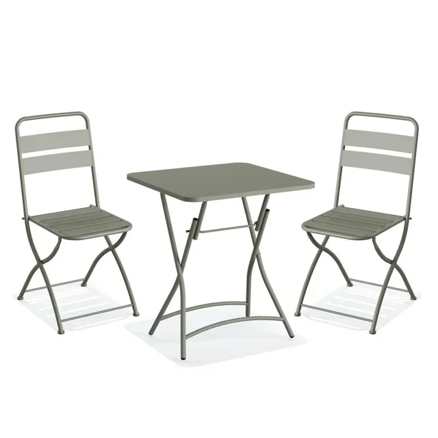Set Tavolo e Sedie Pieghevoli da Bistrot in Metallo - Colore Verde