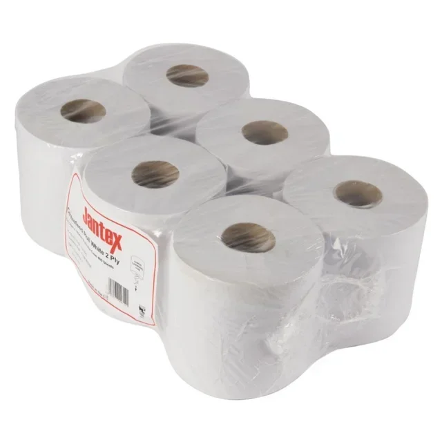 Centre-Feed 2-Ply White Hand Towels - Pack of 6 Rolls
