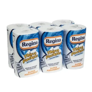 Regina Thirst Pockets Papel de Cocina 6 Rollos x 100 Hojas Absorbentes