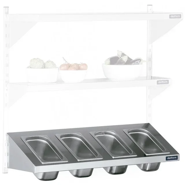 Prateleira Inclinada Ajustável 1000x250 mm para 4 Recipientes Gastronorm 1/6