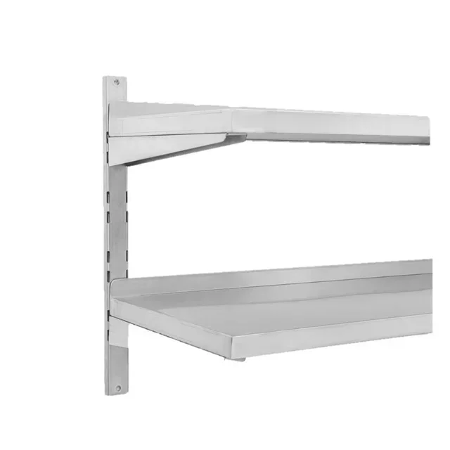 Étagère Murale Inox à Crémaillères Double Niveau - 1200 x 400 mm