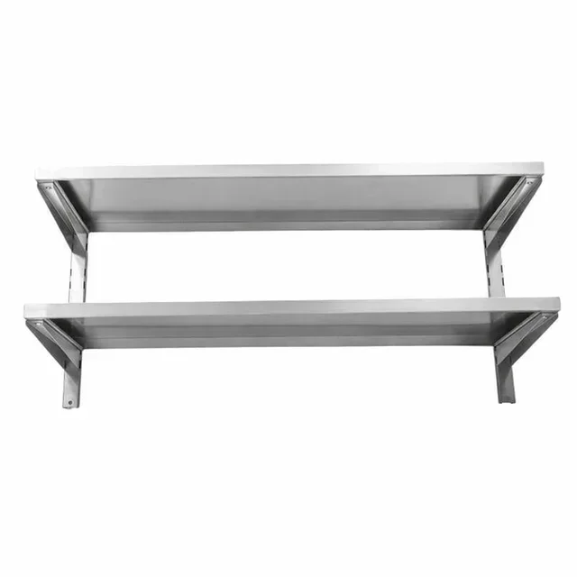 Étagère Murale Inox à Crémaillères Double Niveau - 1200 x 400 mm