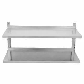 Étagère Murale Suspendue en Acier Inoxydable à 2 Niveaux - Profondeur 400 mm - Longueur 1 m