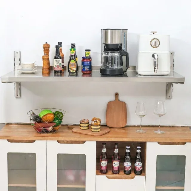 Étagère Murale Suspendue en Acier Inoxydable sur Rails Crémaillères - Longueur 120 cm x Profondeur 40 cm