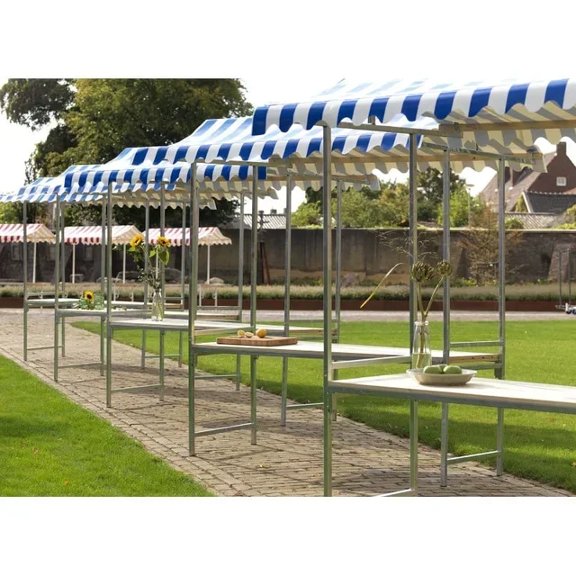 Étal de Marché Pro - Structure Bleu Marine et Blanc