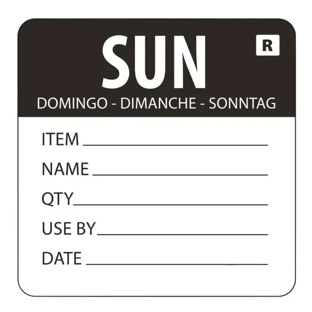 Repositionable Adhesive Day Label "Sunday"