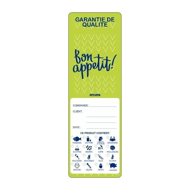 Etiqueta Anti-Fraude Qualidade e Alergénios Alimentares 45x140mm Pack de 250 unidades