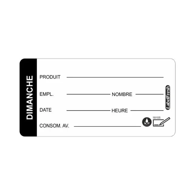 Etiqueta de Rastreabilidade Alimentar LabelFresh Soluble Pro Domingo 60x30 mm - 250 Unidades